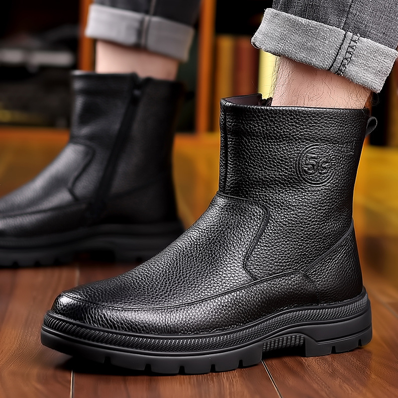 Snow Boot Fur Lined - Mens High Top Leather Snow Boots