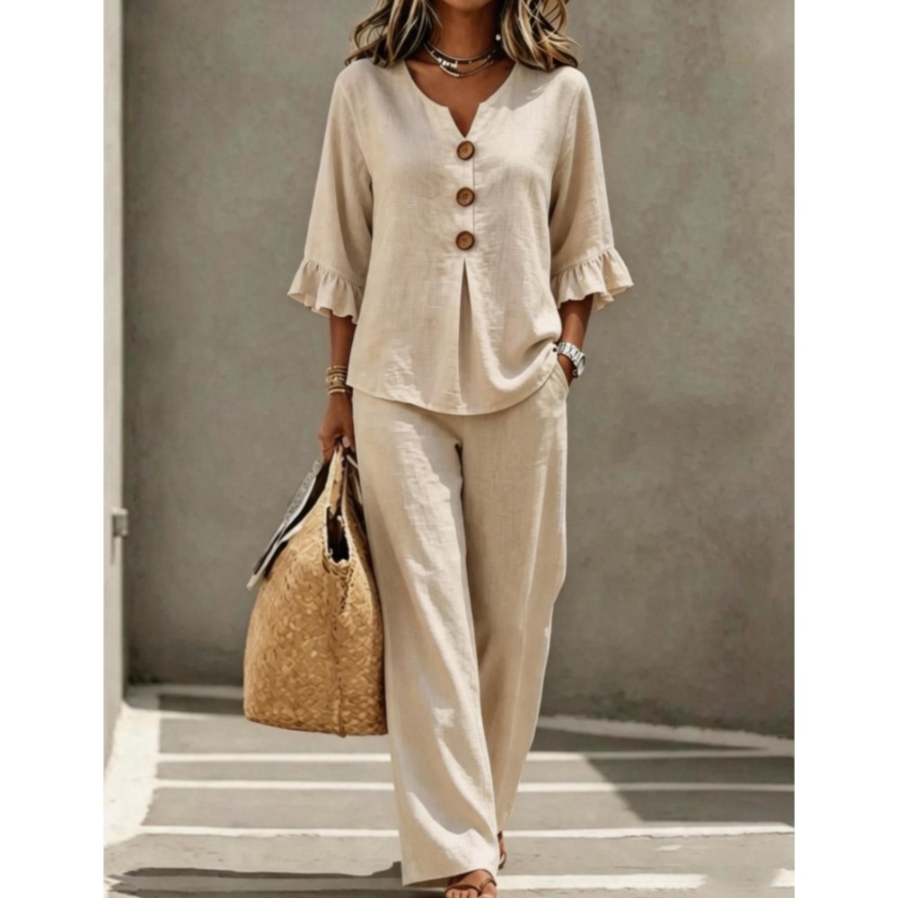 Winter Clothing Sale - Summer New Button O Neck Lotus