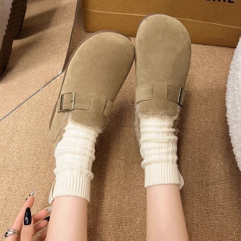 Snow Boot Fur Lined - Women Winter Fleece‑Lined Snow Boots Buckle