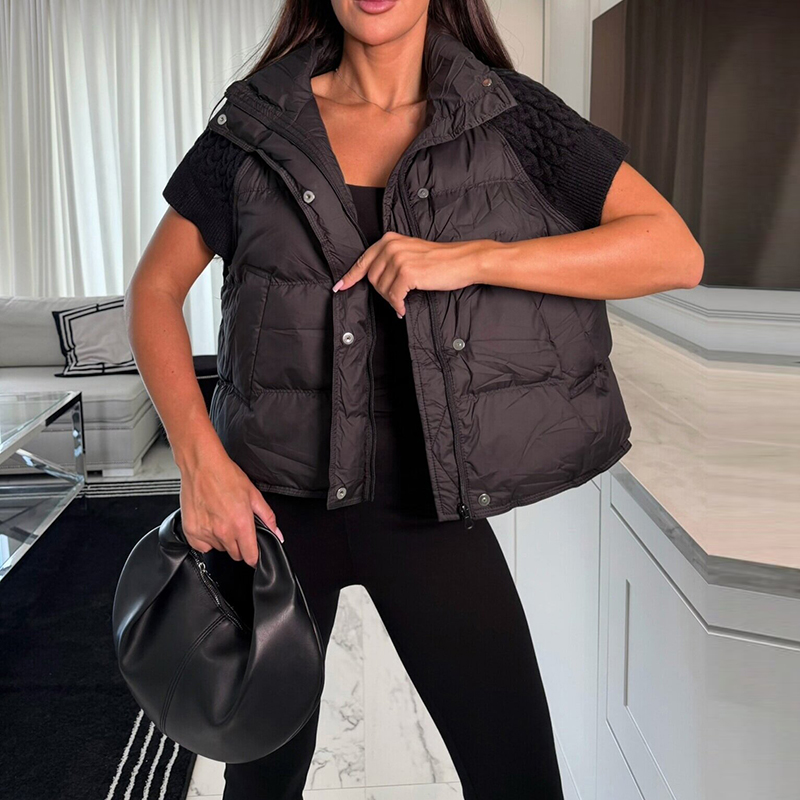 Women's Chic Cropped Puffer Ve - Padded Vest Gilet review and price