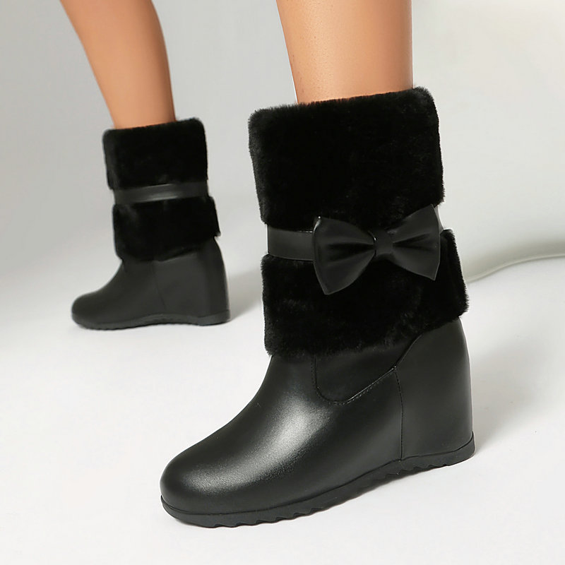 Women Black White Winter Snow  - Snow Boot Fur Lined review and price
